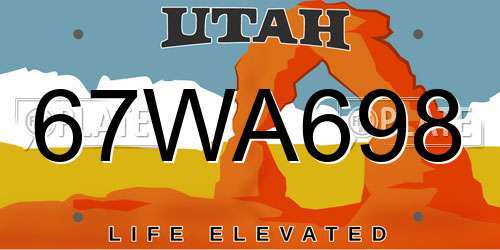 67WA698 Utah License Plate