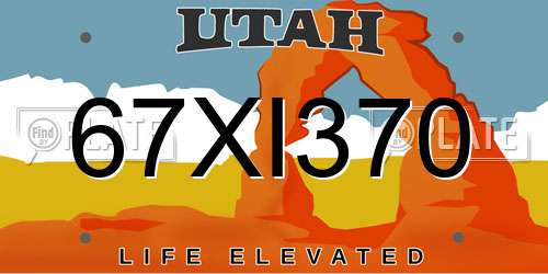 67XI370 Utah License Plate