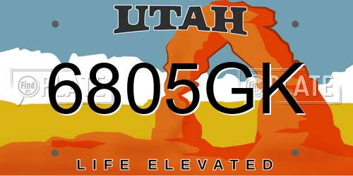 6805GK Utah License Plate