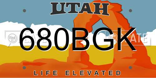 680BGK Utah License Plate