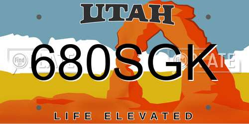 680SGK Utah License Plate