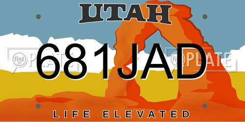 681JAD Utah License Plate