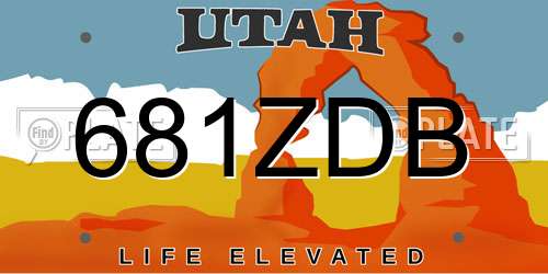 681ZDB Utah License Plate