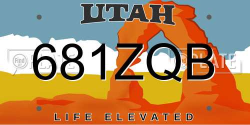 681ZQB Utah License Plate