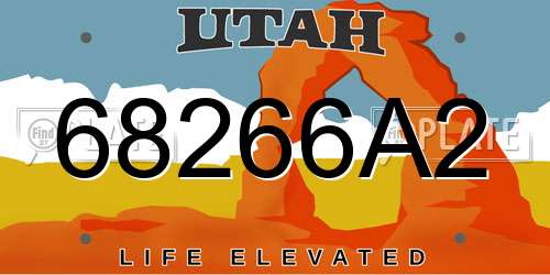 68266A2 Utah License Plate