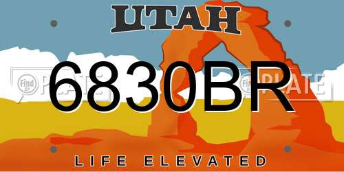 6830BR Utah License Plate