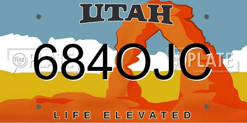 684OJC Utah License Plate