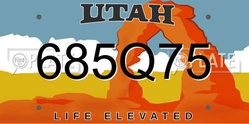685Q75 Utah License Plate