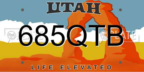 685QTB Utah License Plate