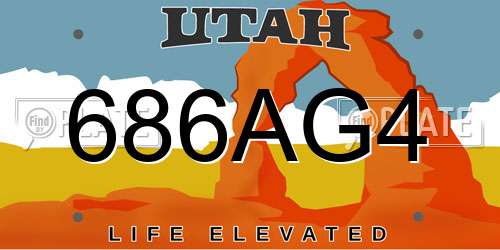 686AG4 Utah License Plate