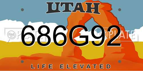 686G92 Utah License Plate