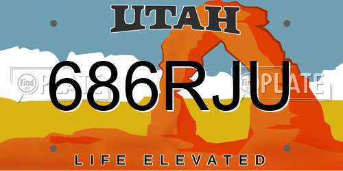 686RJU Utah License Plate