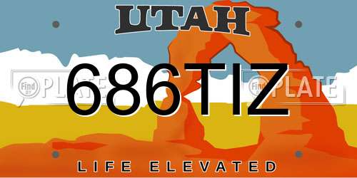 686TIZ Utah License Plate