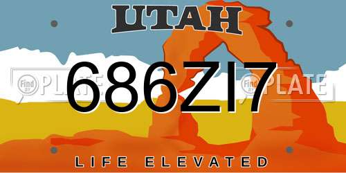 686ZI7 Utah License Plate