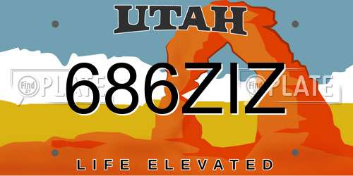 686ZIZ Utah License Plate