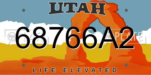 68766A2 Utah License Plate
