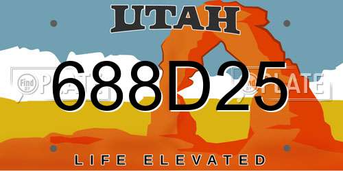 688D25 Utah License Plate