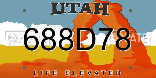 688D78 Utah License Plate