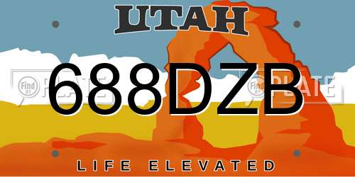 688DZB Utah License Plate