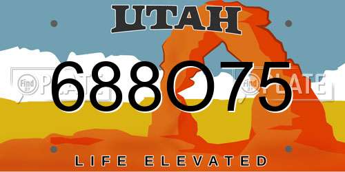 688O75 Utah License Plate