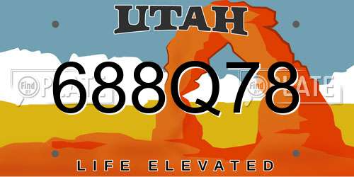 688Q78 Utah License Plate