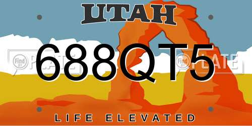 688QT5 Utah License Plate