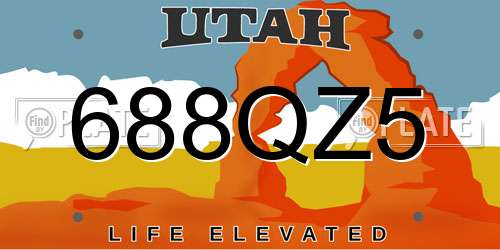688QZ5 Utah License Plate