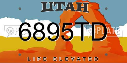 6895TD Utah License Plate