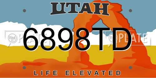 6898TD Utah License Plate