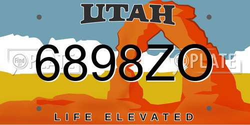 6898ZO Utah License Plate