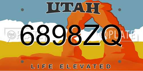 6898ZQ Utah License Plate
