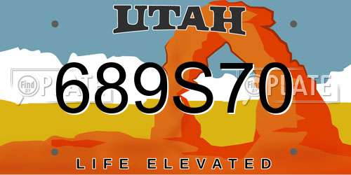 689S70 Utah License Plate