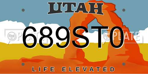 689ST0 Utah License Plate