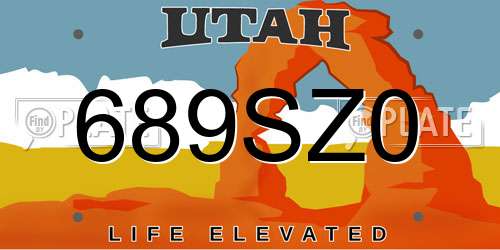 689SZ0 Utah License Plate