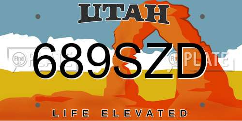 689SZD Utah License Plate