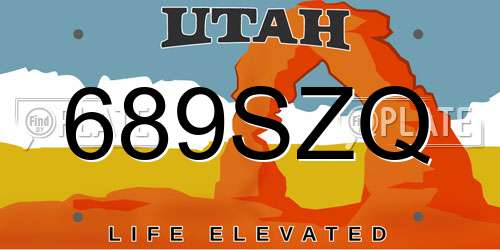 689SZQ Utah License Plate