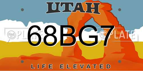 68BG7 Utah License Plate