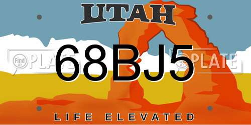 68BJ5 Utah License Plate