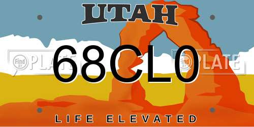 68CL0 Utah License Plate