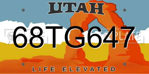 68TG647 Utah License Plate