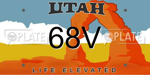 68V Utah License Plate
