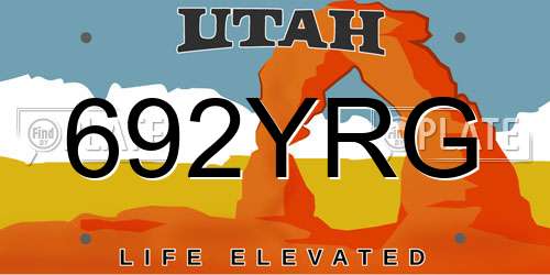 692YRG Utah License Plate