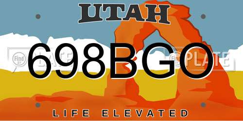 698BGO Utah License Plate