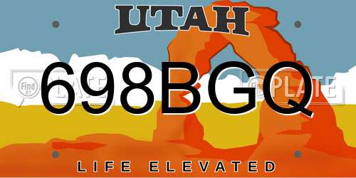 698BGQ Utah License Plate