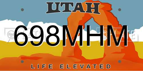 698MHM Utah License Plate