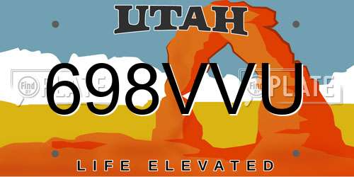 698VVU Utah License Plate