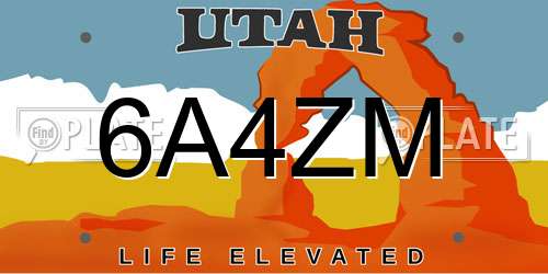 6A4ZM Utah License Plate