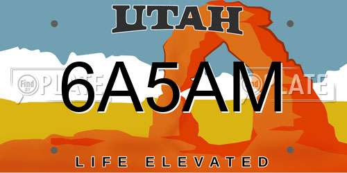 6A5AM Utah License Plate