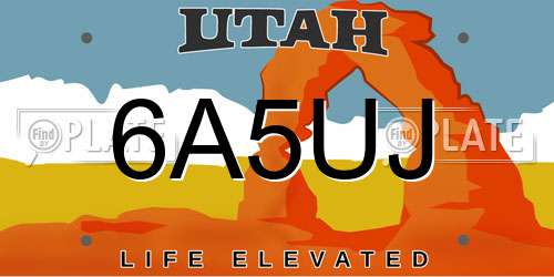 6A5UJ Utah License Plate