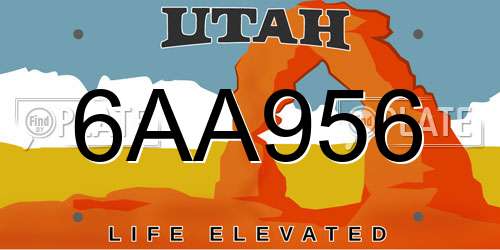 6AA956 Utah License Plate